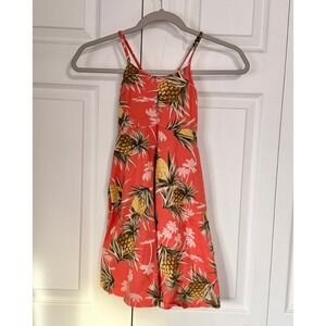 Old Navy Kids Girls Pineapple Print Smocked Spaghetti Strap Dress Size 8